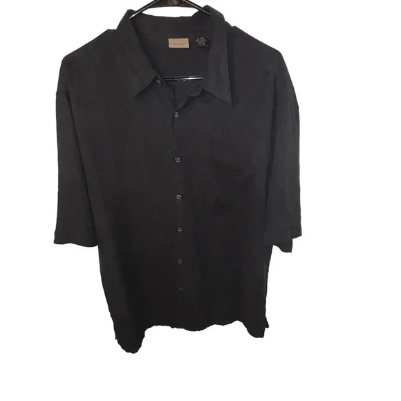 Axist, XL, 100% silk button front short sleeve collar pocket vent men’s shirt ￼ - Picture 1 of 7